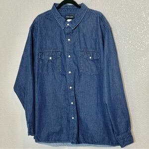 Stone Creek Pearl Snap Western Dark Wash Denim Shirt Size XXL‎